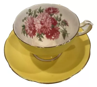 Buy Adderley Pink Carnation Yellow Bone China Tea Cup & Saucer Staffordshire England • 23.59£