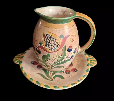 Buy Vintage Art Deco 'sanora' Vase/jug & Plate By Falcon Ware • 25.99£