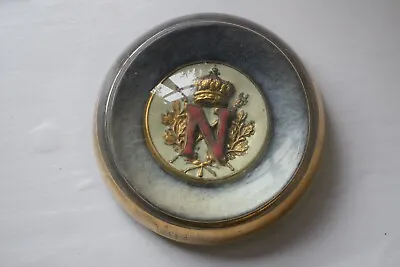 Buy Early 20th Century Glass Paperweight With Enamelled And Gilt Crest Red Initial N • 96£