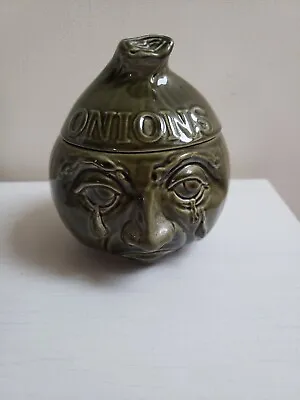 Buy Vintage Carlton Ware Crying Onion Face Ceramic Pot Jar Dark Green. • 18.50£