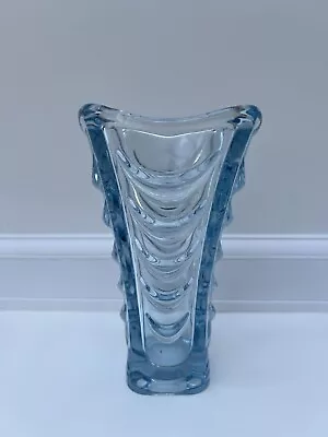 Buy Vintage 1970s Or 1980s Sklo Union Czech 15cm Aquamarine Blue Art Glass Vase • 20£