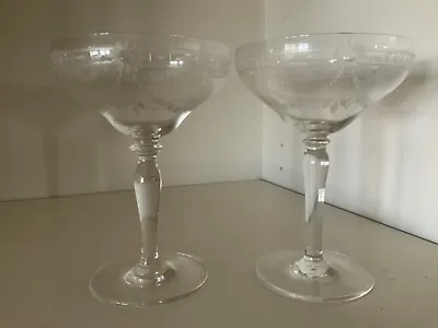 Buy Pair Of Vintage Art Deco Champange Coupe Glasses 5 1/2 In. Wedding Toast  • 24.01£