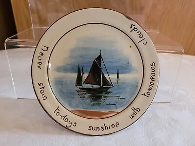 Buy Vintage Torquay Motto Ware 15cm Plate / Pin Tray Sailing Boat Rare - Never Stain • 12£
