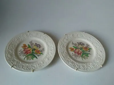 Buy Vintage Copeland Spode Pair Of Embossed Flower Design Wall Hanging Plates 8  Dia • 17.99£