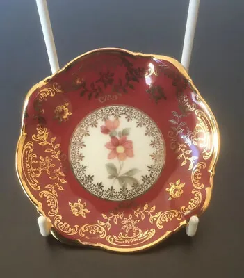 Buy Fine Bavarian Porcelain Burgundy & Gold Trinket/Pin Dish. • 7£