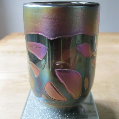 Buy Phoenician Glass Malta Modernist Iridescent Lustre Art Glass Vase • 25.99£