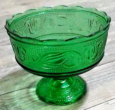 Buy Vintage E.O. Brody Co Emerald Green Depression Glass Compote Pedestal Bowl • 5.75£