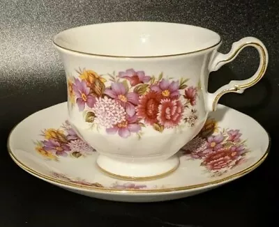 Buy Vntg QUEEN ANNE Cup & Saucer - Bone China Made In England - Pink Florals Flowers • 10.60£