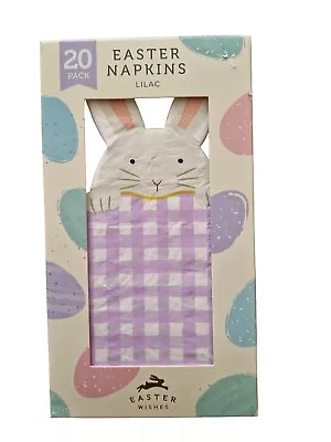Buy Happy Easter Paper Napkins 20pk Lilac Bunny Rabbit Design  • 3£