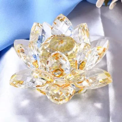 Buy Crystal Lotus Flower Figurine Home Wedding Decoration Glass Craft Collection • 4.92£
