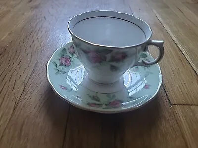 Buy Colclough Bone China Made In England C774 Green Mint Floral Cup And Saucer • 9.64£