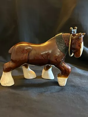 Buy Rare Vintage Superb Large Vintage Pottery Horse 4.5  Height Brown And White  • 25£