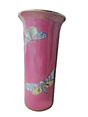 Buy W & R Carlton Ware Vintage Lustre Vase - Rare Butterflies & Moths On Pink Ground • 95£