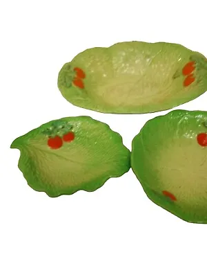Buy Beswick Ware Lettuce Style Dishes & Bowl X3 Made In England Ceramic • 21.99£