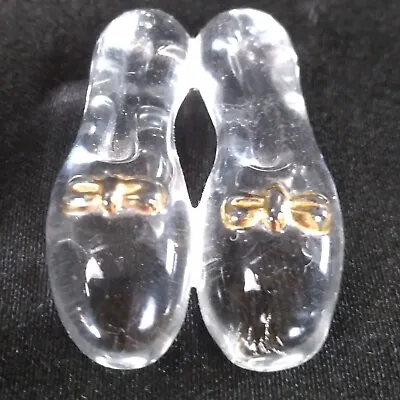 Buy Art Glass Miniature Ballet Slippers Shoes With Gold Bow Charm Ornament Menagerie • 14.23£