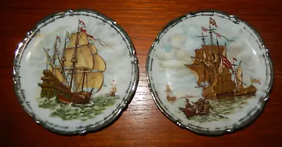 Buy Vintage Veritable Porcelaine Limoges France Trinket Dishes, Sailing Ships 12cm • 14£