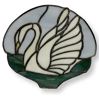 Buy Vintage Stained Glass Suncatcher Swan Lily Pad 7.5  Wall Hanging Art • 24.34£