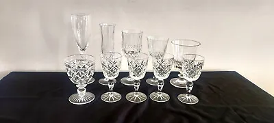 Buy Collection Of 10 Crystal Cut Glass Glasses  Champagne Flutes Wine & Ice Cream • 19.50£