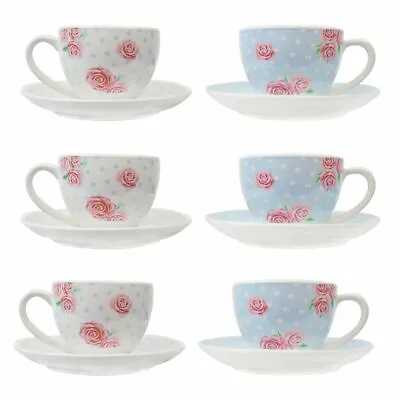Buy 6 Tea Cups Saucers Set Afternoon Tea Coffee Tableware Porcelain Vintage Rose • 21.95£