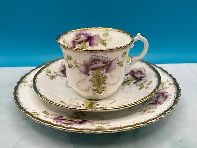 Buy Rare Antique Royal Albert Purple Floral Crown China Tea Trio Set #615 • 36£