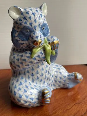 Buy Herend Porcelain Panda Eating Bamboo Figurine, #15348, BlueFishnet-MINT • 407.79£