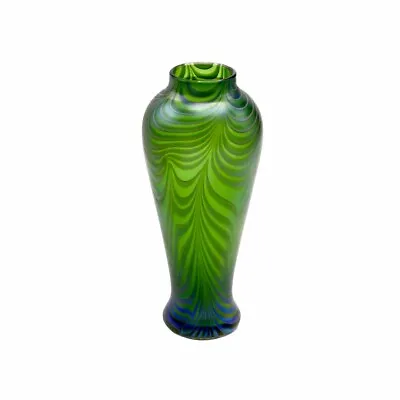 Buy Okra Glass ~ Stunning Green 8 Inch Slender Iridescent Vase  • 140£
