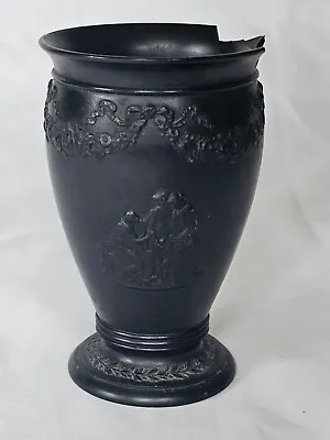 Buy Early Wedgwood Antique Black Basalt Classical Scenes Small Vase (b) • 75£