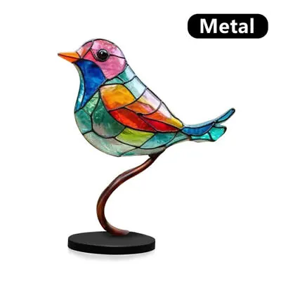 Buy Stained Glass Birds On Branch Desktop Ornaments Double Sided Hanging Decor Gift • 7.99£