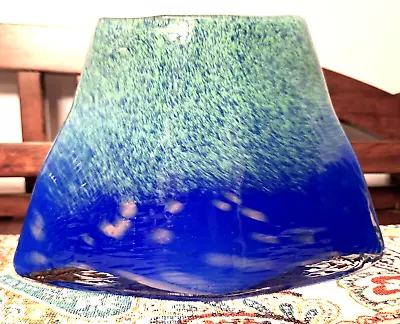 Buy RARE Vintage Scandinavian 6  Handblown Glass Mid-Century Blue Green Vase • 124.87£