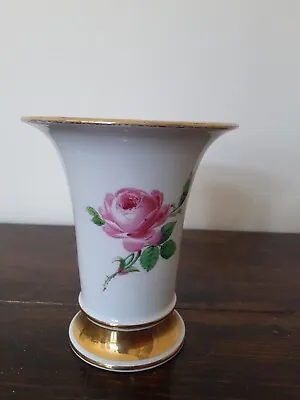 Buy Meissen Pink Rose Decorated Trumpet Shaped Vase (13.5cm Height) - DAMAGED  • 12£