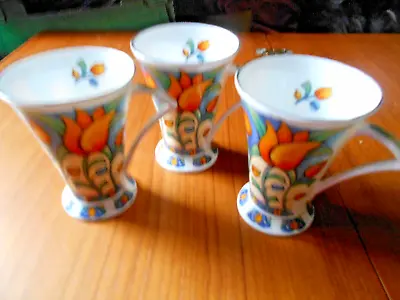 Buy 3 Staffordshire Isla Tulip Cups Mugs Art Deco Art Nouveau England Bone China • 9£