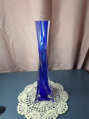Buy Vintage Cobalt Blue Glass Vase Vessel 16  • 30£