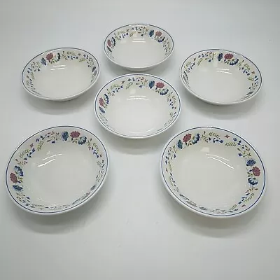 Buy 6 X BHS Prioiry Tableware Cereal Bowls - White With Blue And Pink Floral Pattern • 25£