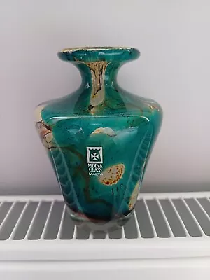 Buy Small Glass Decorative Vase Mdina Maltese Glass Turquoise And Sandy Brown 4 1/2  • 30£