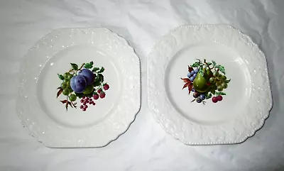 Buy 2 Lord Nelson Pottery 8.5  Square Luncheon Plates, FRUIT, Embossed Rim (c. 1974) • 14.19£