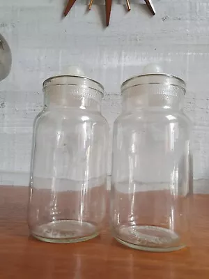 Buy 2 X Vintage British Made Glass Sweet Jars Mid Century • 11.99£