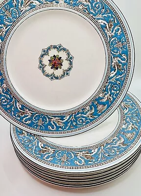 Buy Set Of 7 Wedgwood England Florentine Turquoise W2714 Dinner Plates 10 3/4 • 81.63£