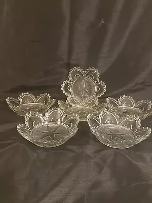 Buy Beautiful Vintage Six Piece Flower Shape Round Glass Dessert Bowls • 19.99£