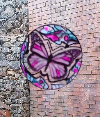 Buy Stained Glass Effect Sun Catcher  Butterfly, 7.5cm Wide,  Handmade  Unique. • 4.29£