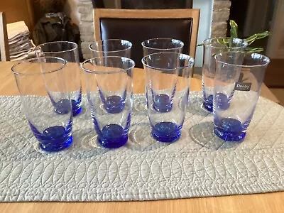 Buy DENBY IMPERIAL BLUE 8 X HIGHBALL GLASSES LARGE TUMBLERS • 44.99£