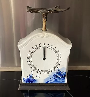Buy Antique Delft Pottery Blue & White Kitchen Weighing Scales • 50£