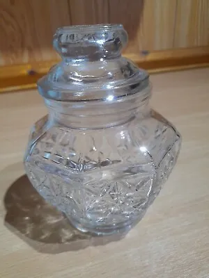 Buy Clear Pressed Glass Vintage Storage Jar With Lid  • 3.99£