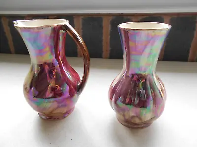 Buy Old Court Ware Lustre Hand Painted Jug And Vase • 4.99£