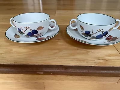 Buy Royal Worcester Evesham Vale Two Handled Soup Cups And Saucers. • 22£