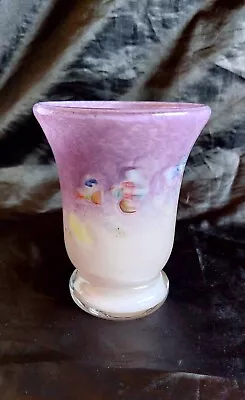 Buy Small Vintage Scottish Vasart Purple And Multi Coloured Glass Vase. • 6£
