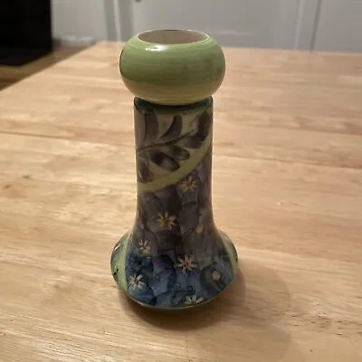 Buy Vintage Jersey Pottery Candle Stick/ Candle Holder , Green And Blue Floral . • 9.99£