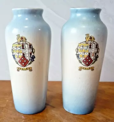 Buy 2 Pottery Vases Hanley Coat Of Arms Made In England • 14.99£