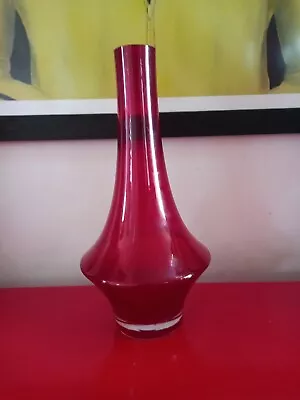 Buy Riihimaki Glass Vase Red Rocket 1379 Finnish 60s 70s Vintage Retro Mid Century  • 30£