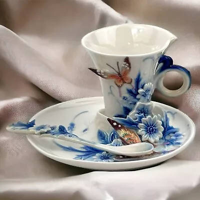 Buy Franz Collection Eternal Love Forever Butterfly Wedding Teacup Saucer Spoon 3pc • 182.53£