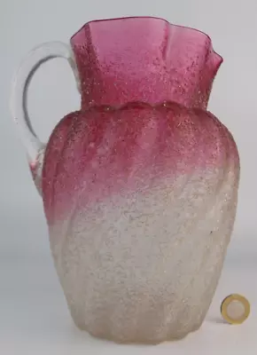 Buy 19th Century Stourbridge Crackle Effect Art Glass Jug Vase • 35£